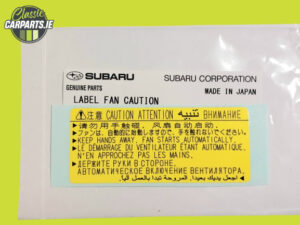 Genuine Subaru Coolant Fan Caution Front Panel Sticker